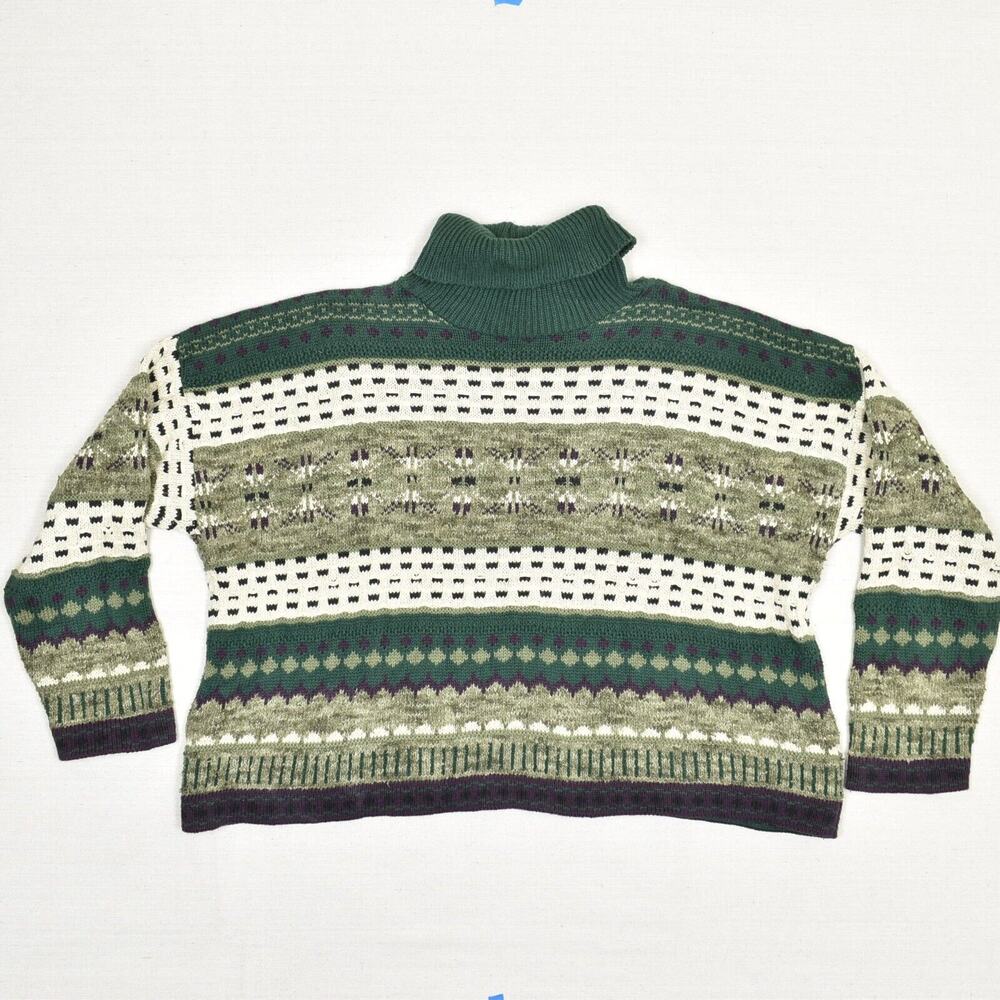 Erik Stewart Women Pullover Sweater Cotton Green Size One Size Vintage Knit VTG